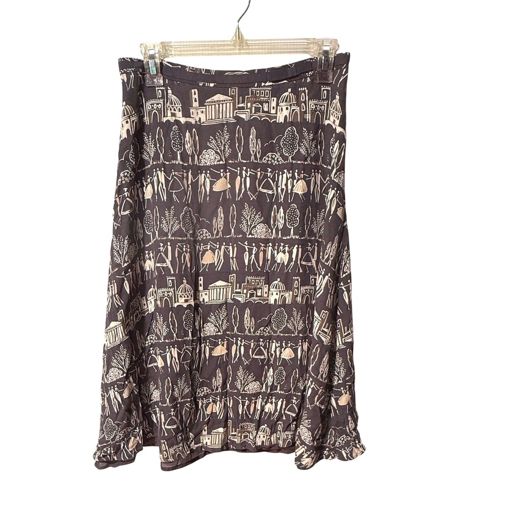 Liz Claiborne Scenic Print Skirt 6 Mediterranean Coastal Grandmother Cupro